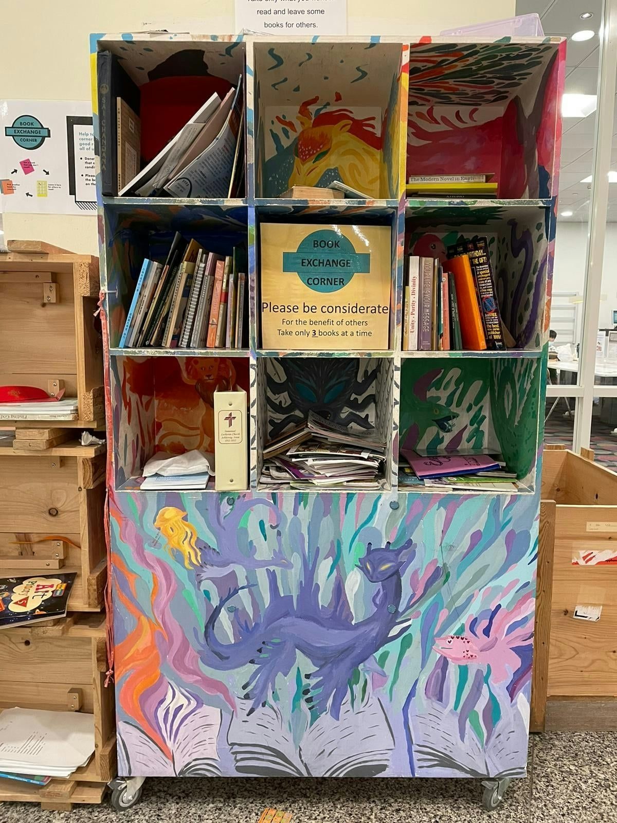 Book exchange corner at the Public Library Recycling in Singapore
